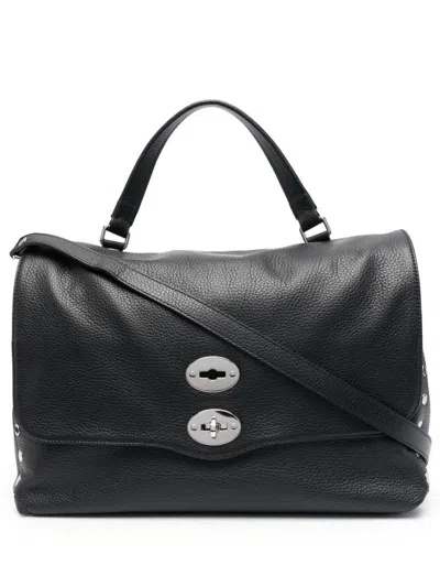 ZANELLATO BLACK POSTINA MEDIUM DAILY LEATHER HANDBAG