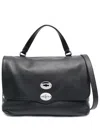 Zanellato Medium Postina Leather Shoulder Bag In Black