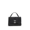 Zanellato Blue Calf Leather Bos Taurus Shoulder Bag In Black
