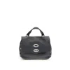 Zanellato Blue Calf Leather Bos Taurus Shoulder Bag In Black