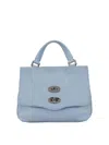 Zanellato Light Blue Foldover Top Shoulder Bag With Silver Accents