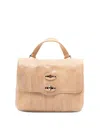 Zanellato Structured Beige Lamb Leather Shoulder Bag In Brown
