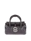 Zanellato Charcoal Brown Leather Shoulder Bag With Twist Lock Closure In Gray