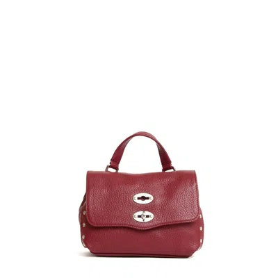 Zanellato Bordeaux Textured Leather Handbag With Turn-lock Closure In White