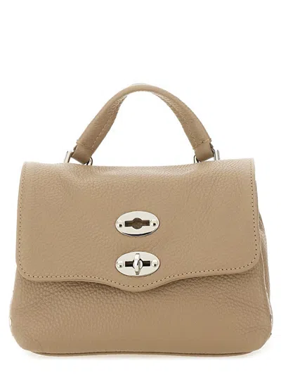 Zanellato Compact Textured Leather Handbag With Dual Closure In Brown