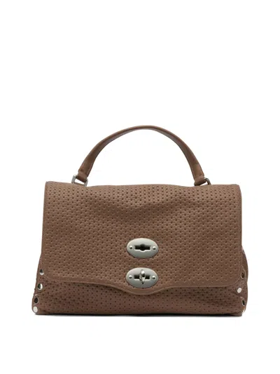 Zanellato Brown Leather Handbag In Animal Print