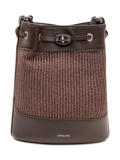 Zanellato Bucket Bag With Woven Detailing - Mini Size In Brown