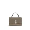 Zanellato Gray Calf Leather Bos Taurus Shoulder Bag In Multi