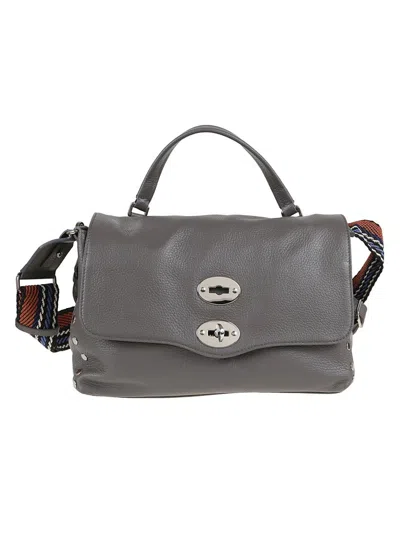 Zanellato Calfskin Shoulder Bag With Removable Straps And Elegant Hardware In Gray