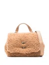 Zanellato Camel Brown Faux Shearling Shoulder Bag With Adjustable Strap In Brown