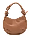 ZANELLATO CAMEL BROWN LEATHER HANDBAG WITH KNOT DETAILING FOR WOMEN