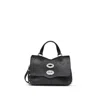 Zanellato Carved Lambskin Shoulder Bag With Calfskin Detailing In Black
