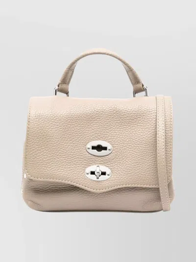 Zanellato Daily Pebbled Clutch Bag With Top Handle In Neutrals