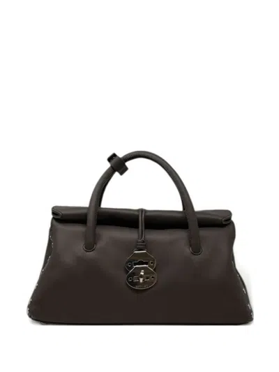 Zanellato Dark Brown Dotta Medium Satchel