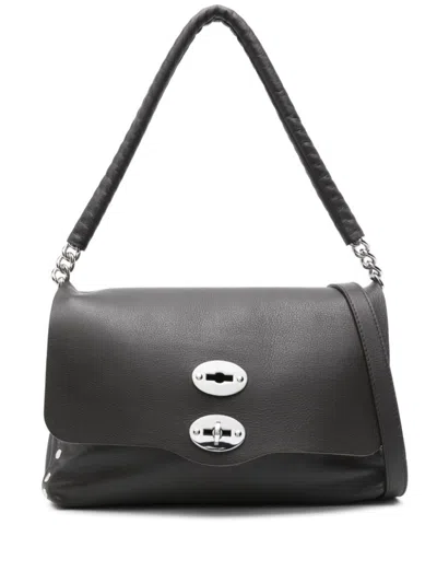 Zanellato Dark Grey Ack Postina Piuma Shoulder Bag