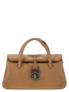 Zanellato Textured Leather Shoulder Bag With Distinctive Clasp In Cognac