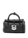 Zanellato Structured Black Hammered Leather Bag With Twist Lock Closure In Black