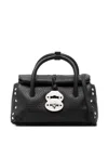 Zanellato Structured Black Hammered Leather Bag With Twist Lock Closure In Black