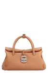 Zanellato Dotta Centauro S Hammered Leather Handbag With Shoulder Strap In Brown