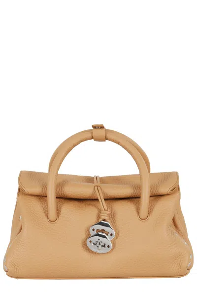 Zanellato Rich Brown Centauro Pebbled Leather Shoulder Bag