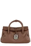 Zanellato Dotta Centauro Small Grained Leather Handbag In Brown
