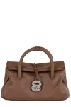 Zanellato Dotta Centauro Small Grained Leather Handbag In Brown