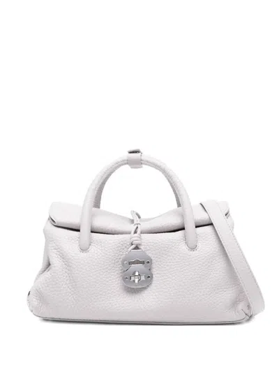 Zanellato Dotta Centauro Small Leather Handbag In Gray