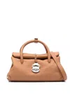 Zanellato Dotta Centauro S Hammered Leather Handbag With Shoulder Strap In Brown