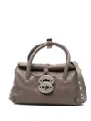 Zanellato Dotta Centauro Small Leather Handbag In Gray