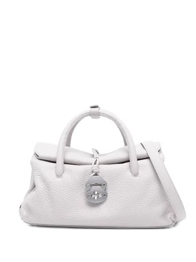 Zanellato Dotta Centauro Small Leather Handbag In Silver