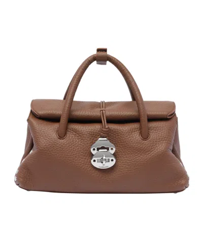 Zanellato Dotta Centauro Small Top Handle Bag In Brown