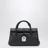 Zanellato Black Calf Leather Bos Taurus Shoulder Bag In Black