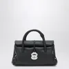 Zanellato Black Calf Leather Bos Taurus Shoulder Bag In Black