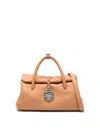 Zanellato Dotta Centauro S Hammered Leather Handbag With Shoulder Strap In Brown