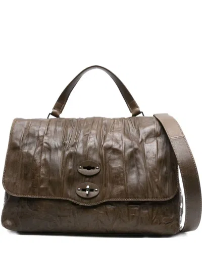 Zanellato Dotta Centauro Small Tote Bag In Leather In Green
