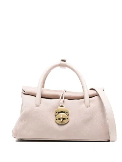Zanellato Dotta Jones Small Suede Leather Handbag In Sand