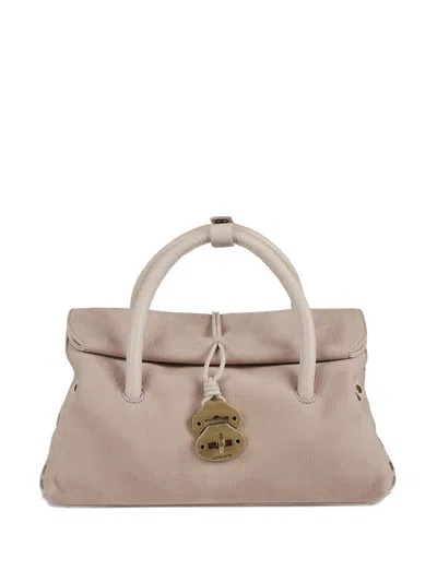 Zanellato Light Beige Leather Dotta Jone Small Top Handle Bag In Neutral