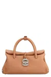 Zanellato Dotta Centauro S Hammered Leather Handbag With Shoulder Strap In Brown