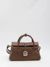 Zanellato Dotta Centauro Small Grained Leather Handbag In Brown