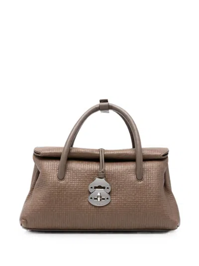 Zanellato Dotta Small Bag In Brown Hammered Leather