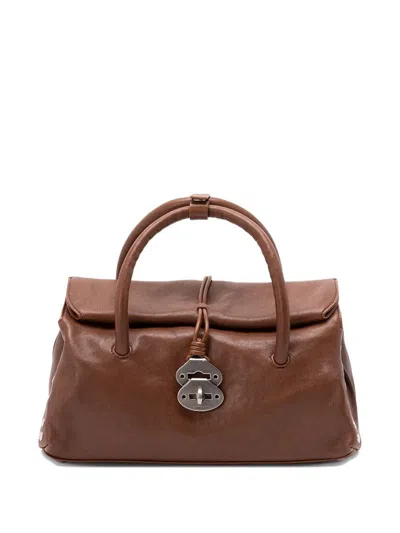 Zanellato Small Dotta In Hammered Leather Bags In Brown