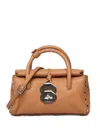 Zanellato Dotta Small Tote Bag In Grained Texture Leather In Brown