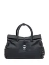 Zanellato Dotta Centauro Xl Leather Handbag In Black