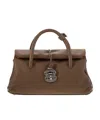 Zanellato Dotta Centauro Small Grained Leather Handbag In Green