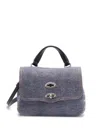 Zanellato Embroidered Logo Denim Tote Bag In Blue