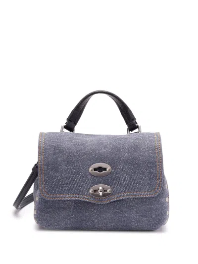 Zanellato Embroidered Logo Denim Tote Bag In Blue