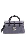 Zanellato Embroidered Logo Denim Tote Bag In Blue
