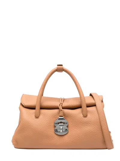 Zanellato Grain Leather Top Handle Satchel In Brown