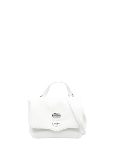Zanellato Grained Leather Foldover Handbag With Detachable Strap In White