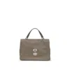 Zanellato Gray Calf Leather Bos Taurus Shoulder Bag In Multi